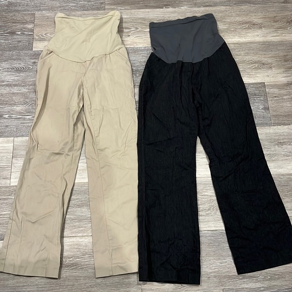 Motherhood Maternity Belly Band Khakis Charcoal Gray Pants SP, small petite EUC - Picture 1 of 7